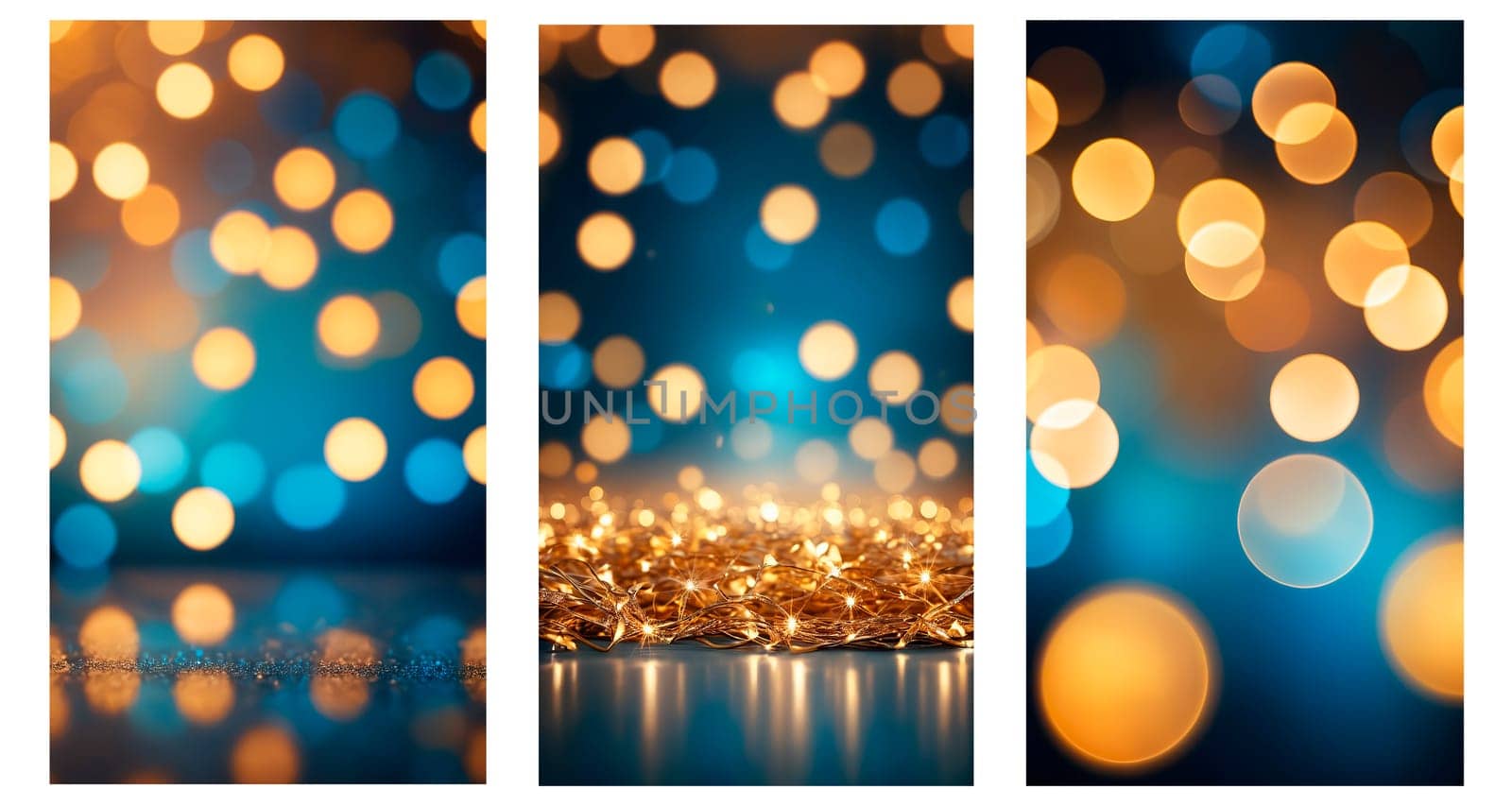 Decorative wallpaper.Copy space. Blurred festive abstract background of Christmas lights . Used for digital backgrounds, cards and social media stories.