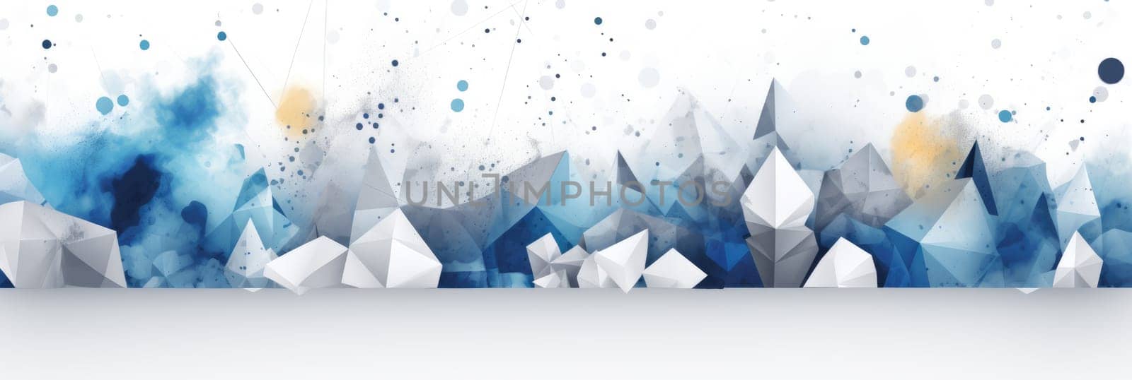 Abstract watercolor artwork mixed with buzzy geometric shapes for background of social media banner generative AI image