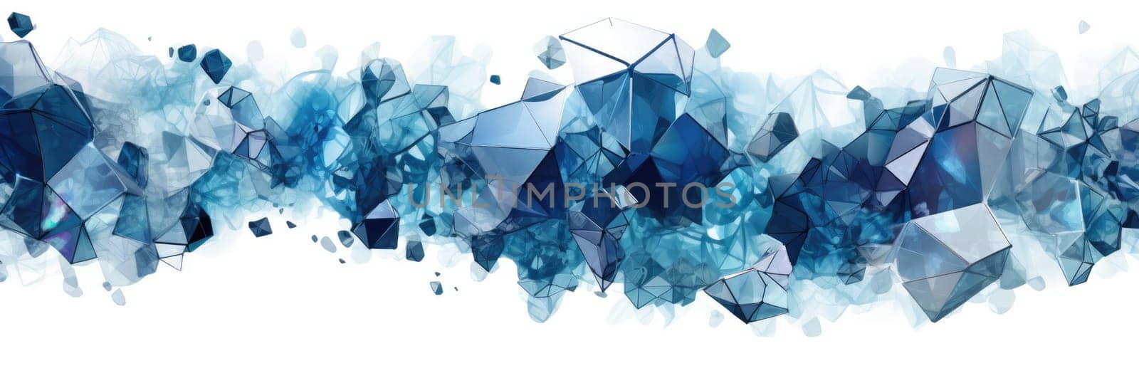 Abstract watercolor artwork mixed with buzzy geometric shapes for background of social media banner generative AI image