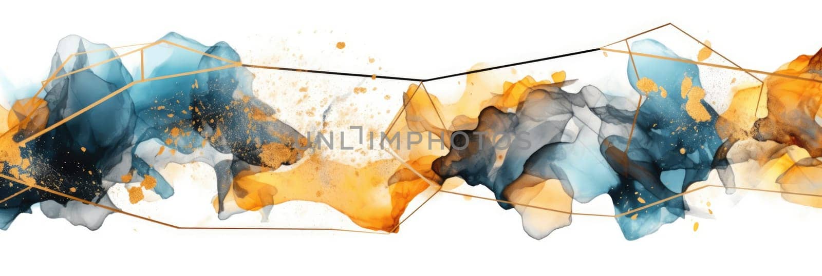 Abstract watercolor artwork mixed with buzzy geometric shapes for background of social media banner generative AI image