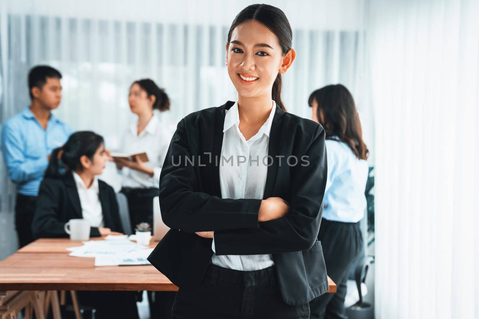 Businesswoman portrait and motion blur background. Habiliment by biancoblue