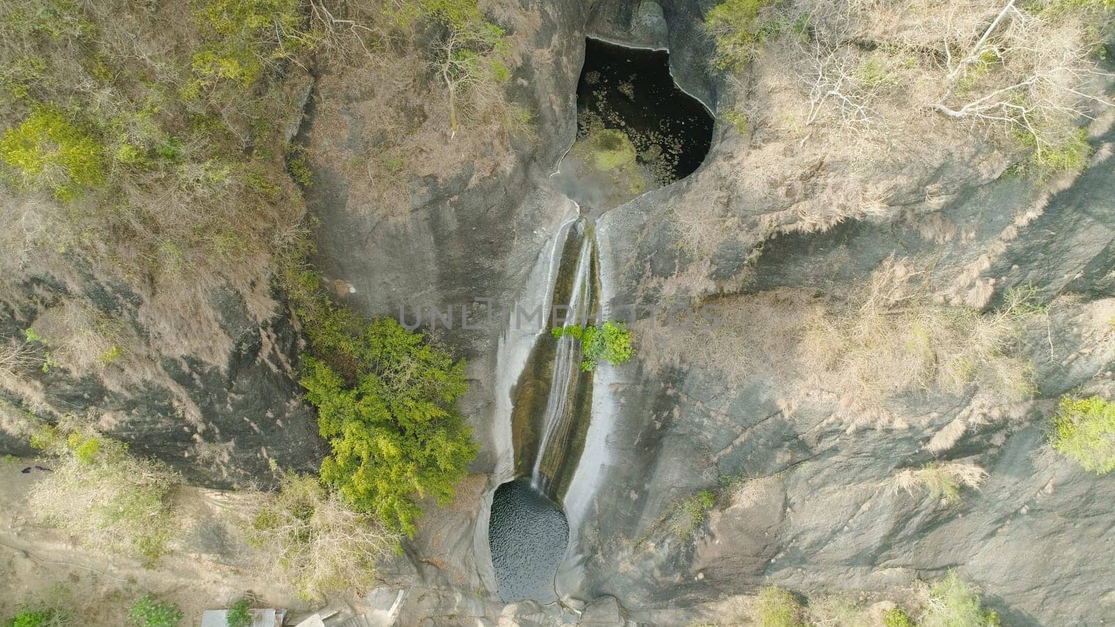 Aerial view of waterfall in the mountains of Filipino cordillera. Waterfall in the mountains. Bridal Veil falls, Baguio, Philippines, Luzon