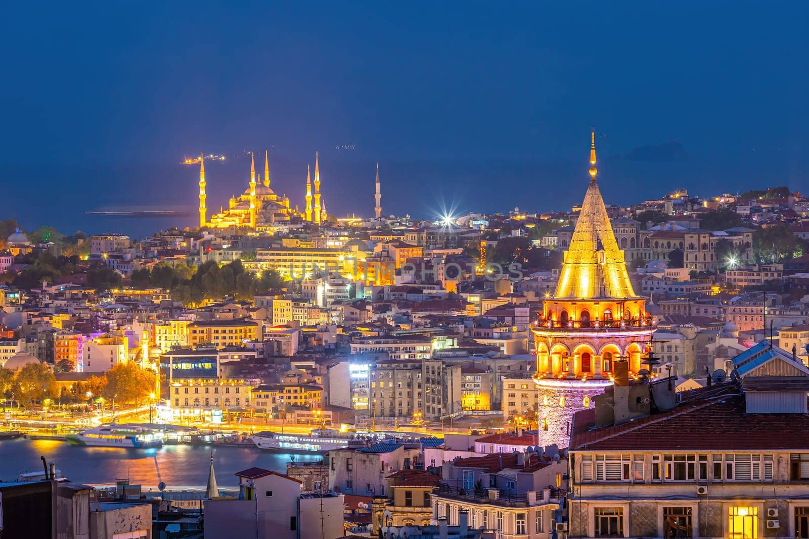Downtown Istanbul skyline cityscape of Turkey with Galata Tower
