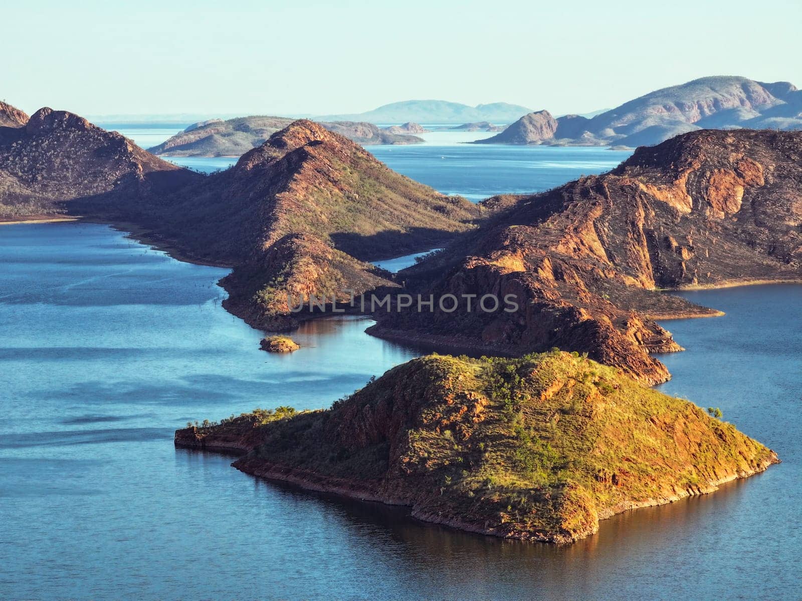Lake Argyle, East Kimberley, Western Australia from above at sunset by StefanMal