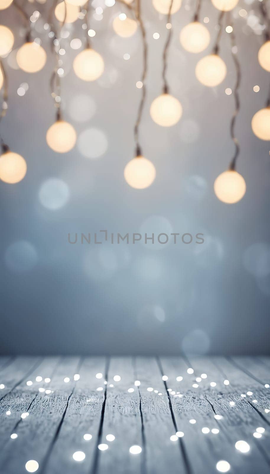 Vertical festive blur background of Christmas lights . Copy space. Used for digital backgrounds,graphic resources for invitations and social media ads.