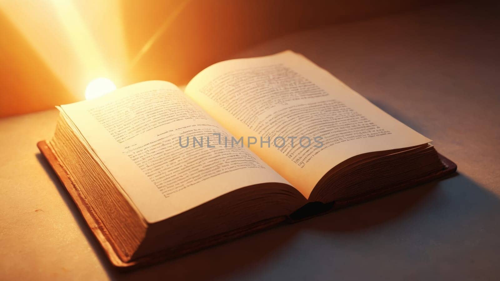 As the sun begins to rise, warm rays illuminate the open pages of a book, revealing carefully printed words filled with knowledge, inviting readers to explore its depths.