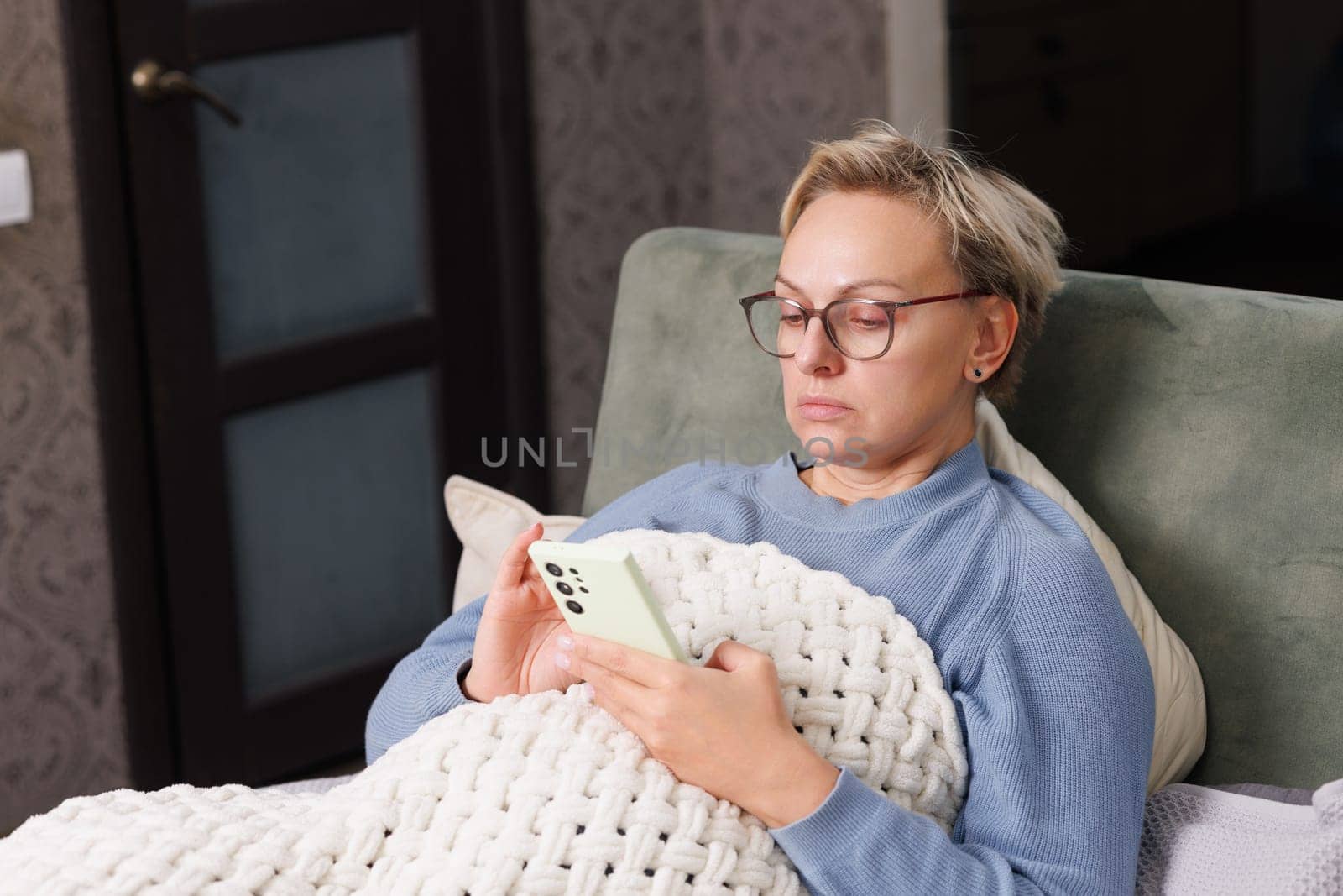 woman tests herself for new coronavirus strain at home, test for detection of covid-19 antigens and flu viruses, diagnosis of disease