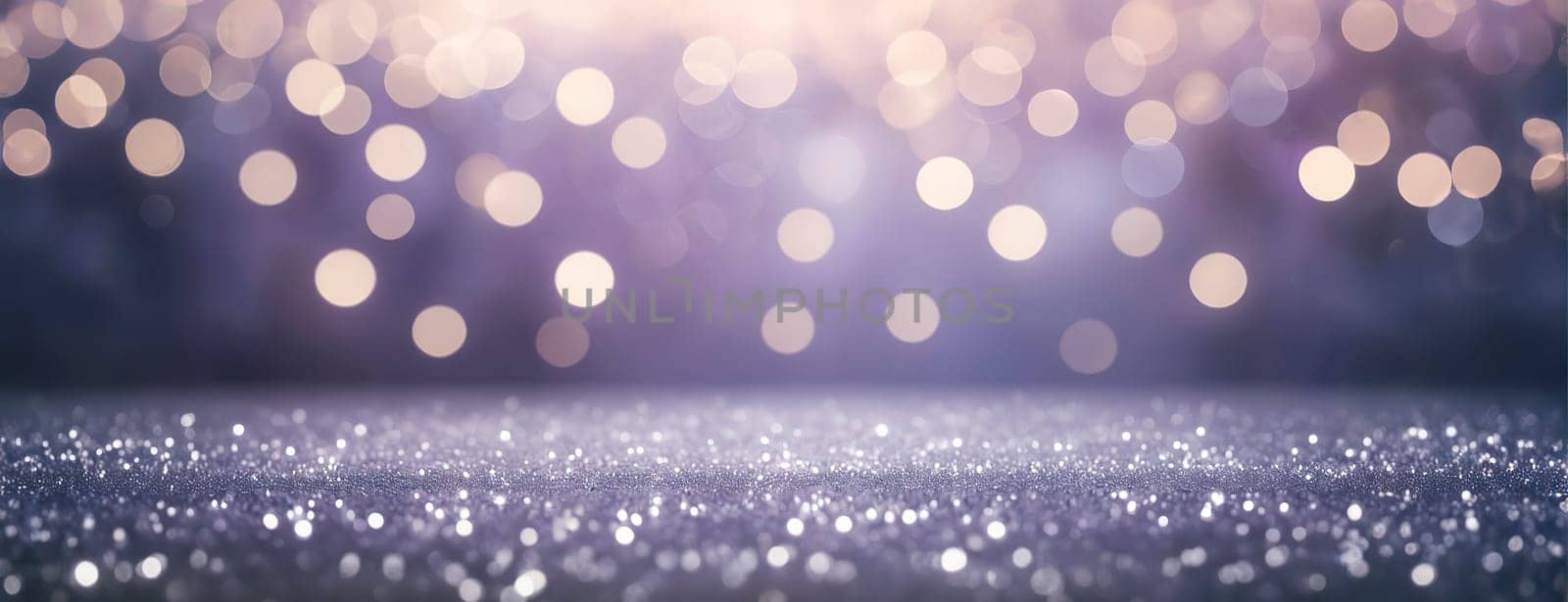 Panoramic abstract bokhe background with Christmas decorations. Copy space. Used for digital backgrounds,graphic resources for invitations and products ads.