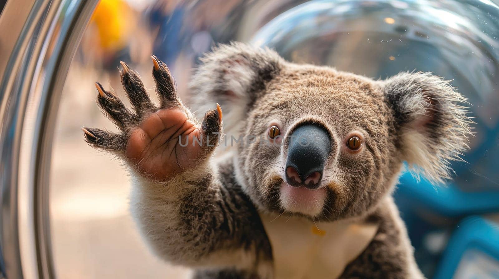 Curious koala reaching out with its paw, showcasing its playful nature.