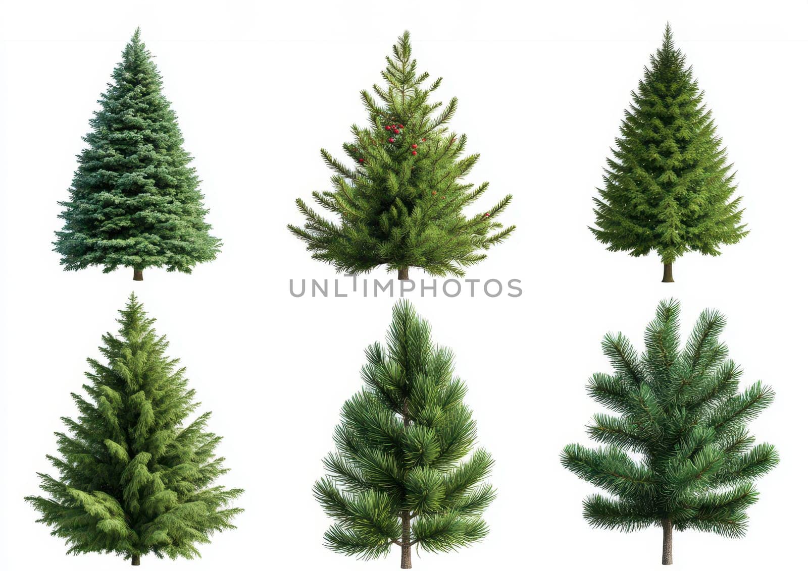 Collection set of festive pine tree Christmas on a white isolated background ..