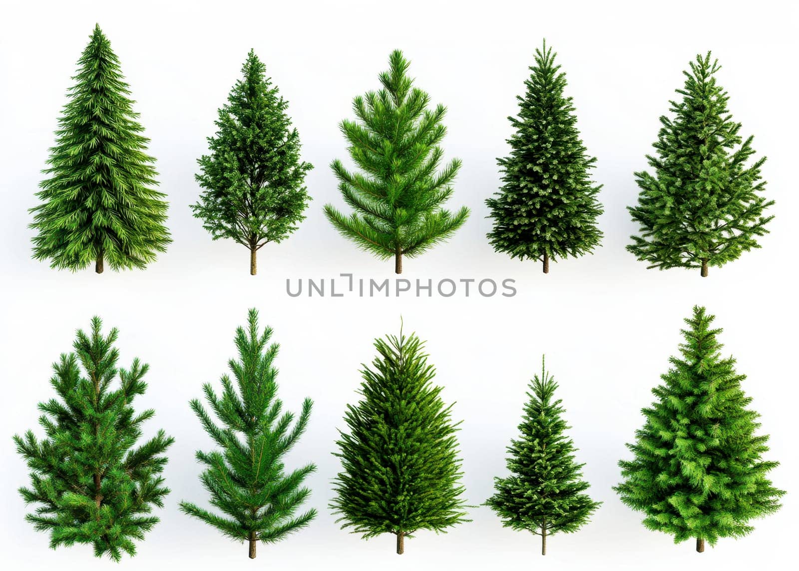 Collection set of festive pine tree Christmas on a white isolated background --ar 3:2 --v 6.1 Job ID: 24ead400-d392-410e-8d2f-7e330ec002b0