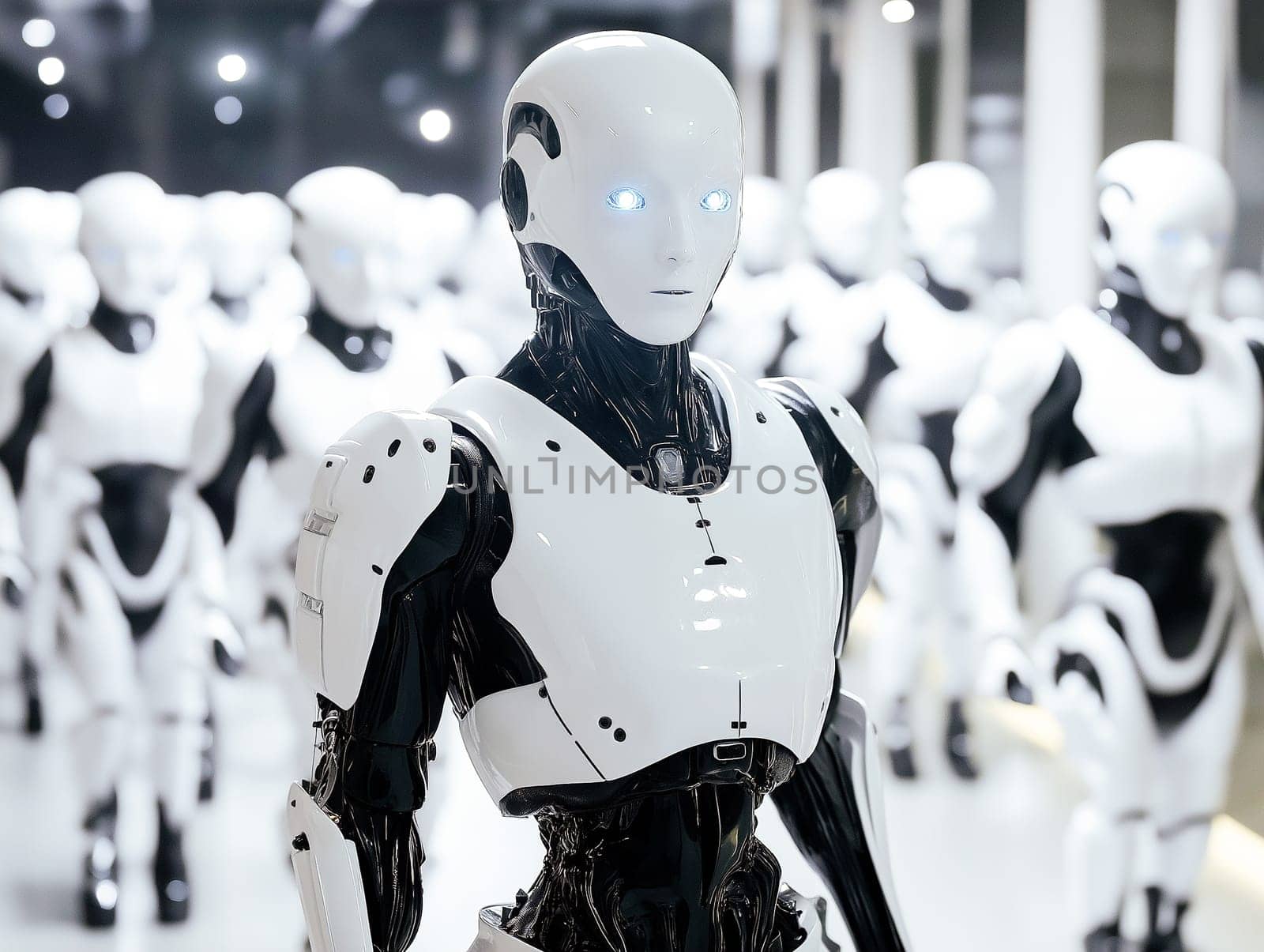 group of AI robots ready for their task