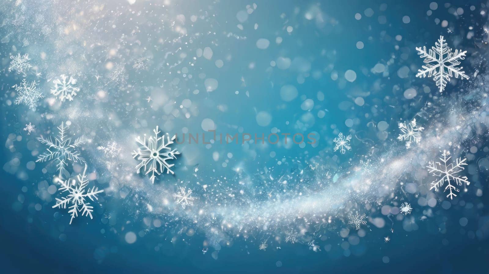 Beautiful Blue and White Winter Wonderland Background with Falling Snowflakes for Holiday Occasions.