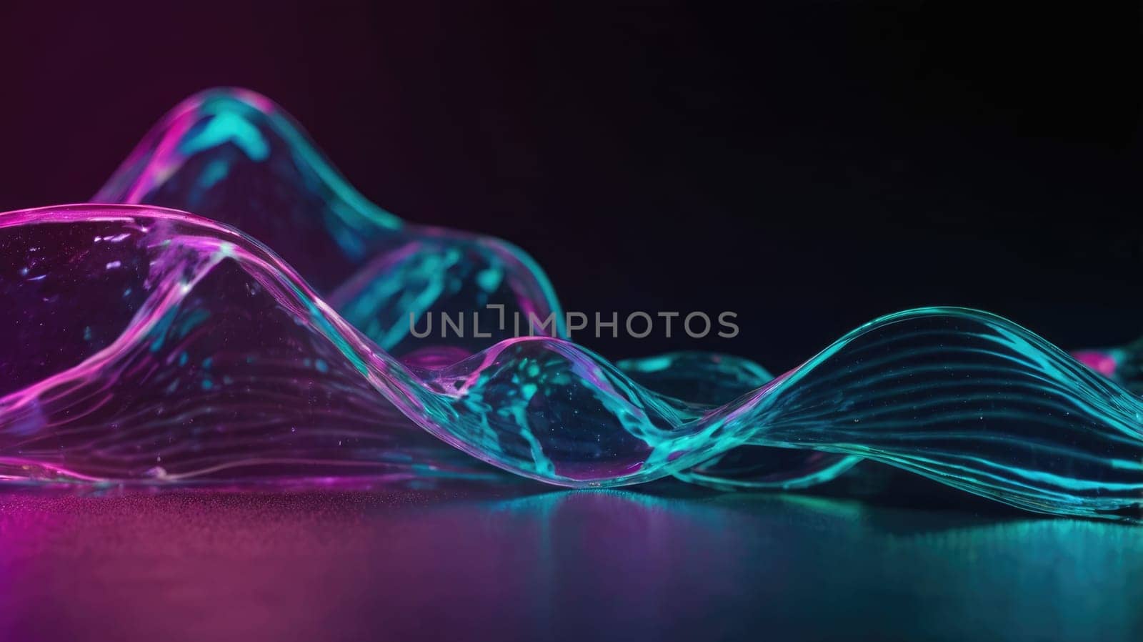Stunning Vibrant Blue and Pink Abstract 3D water of a Futuristic Surface Design.