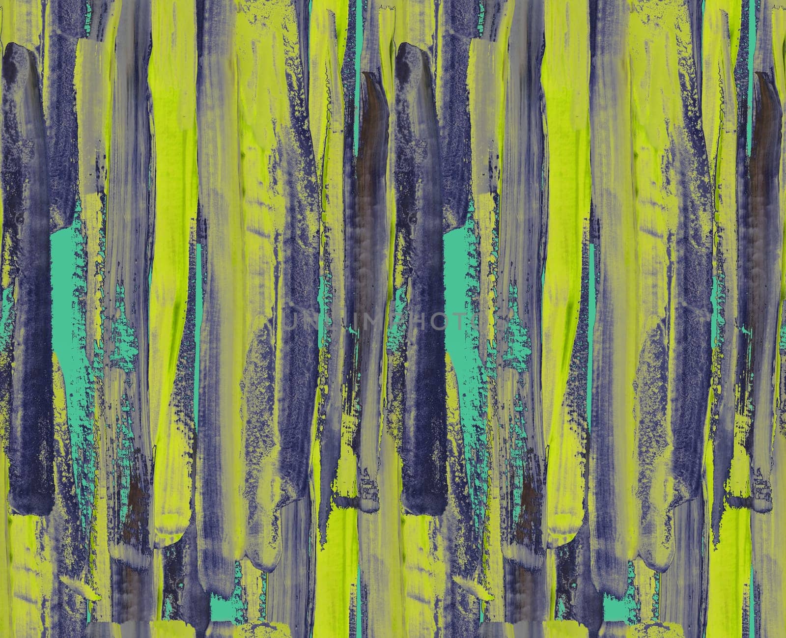 drawn pattern with vertical irregular bright and dark blue stripes painted in gouache on a dark blue background in a naive style for textile
