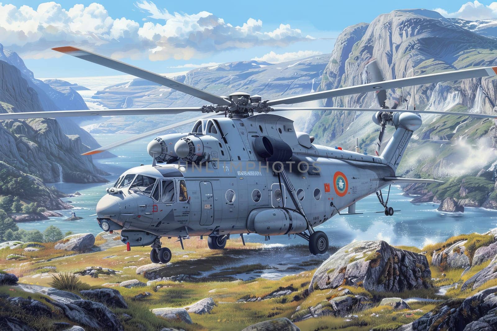 Heroic rescue helicopter in action high quality image capturing urgency and bravery