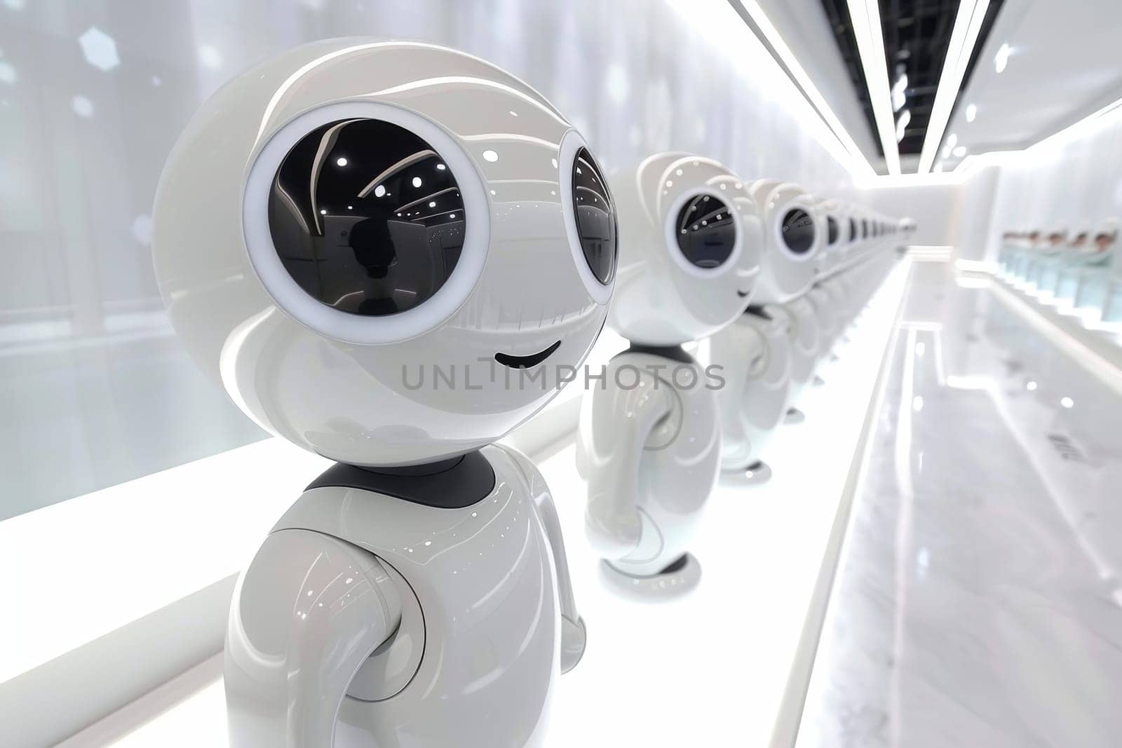 Empty nursery with bright room where robots provide care for babies without human presence