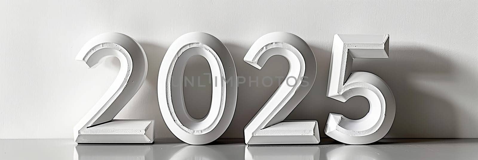 Bold 2025 number on white background, symbolizing new year and future concepts with trend forecast