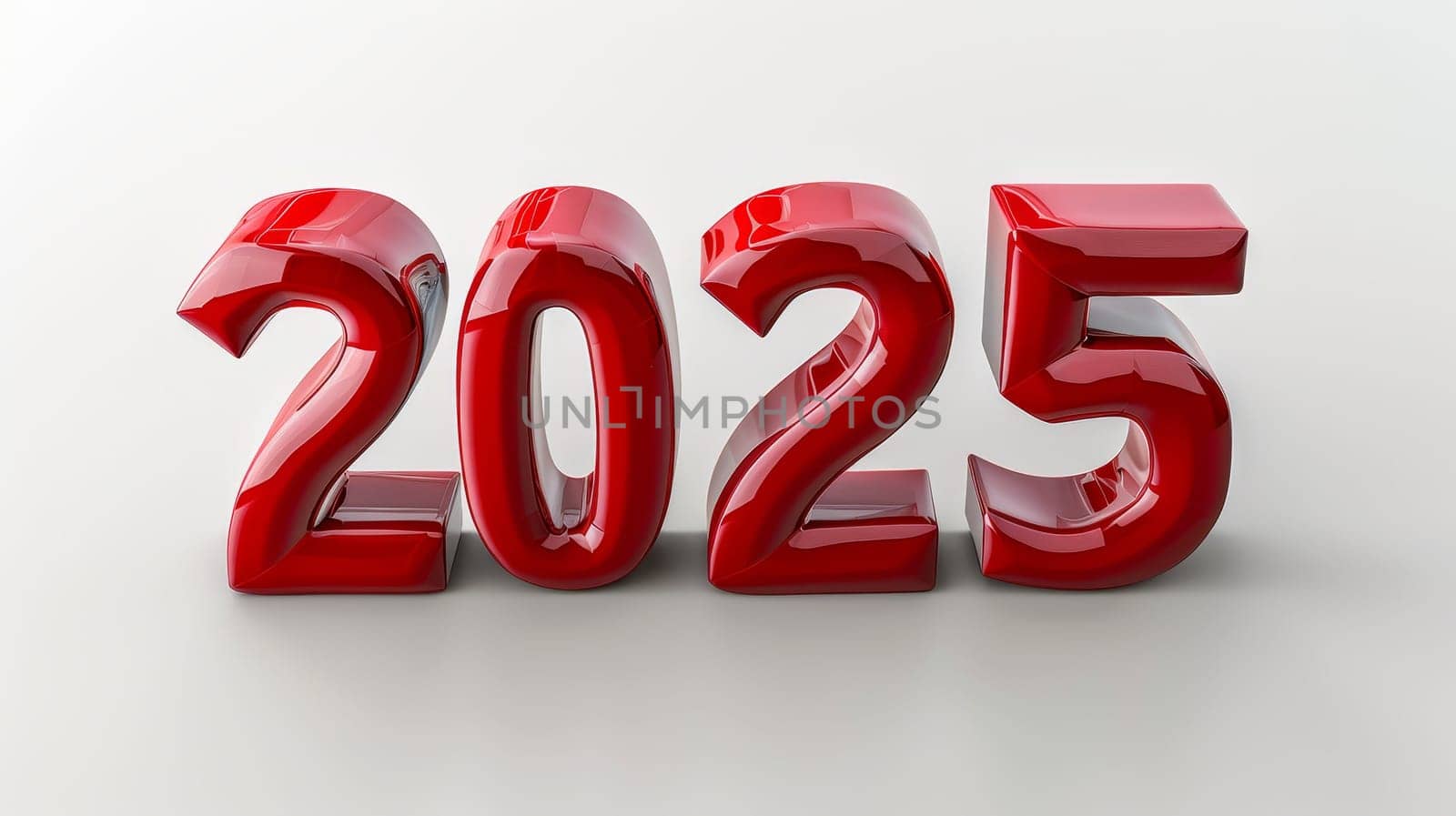 New year 2025 on clean white background for new year or future themed concepts