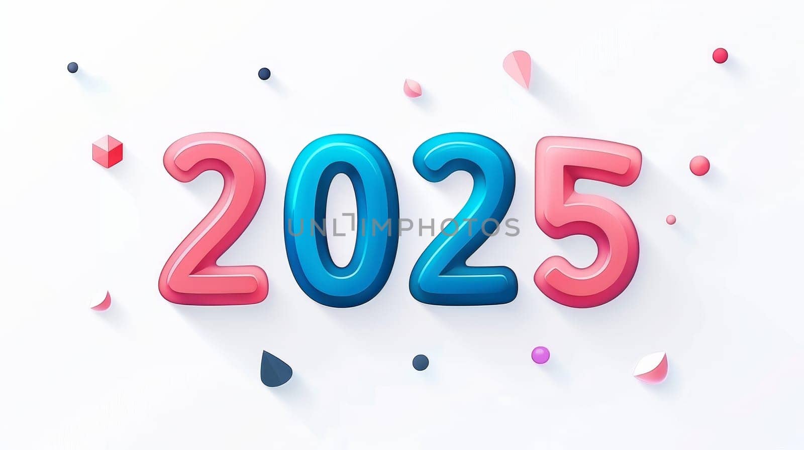 Bold 2025 number on white background for new year or future concepts, modern flat illustration