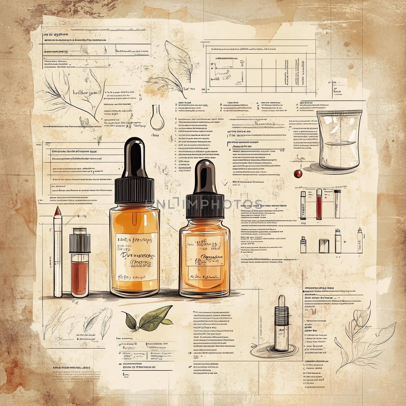 This infographic presents a comprehensive overview of essential oils, featuring two dropper bottles surrounded by plant illustrations and explanatory text about their properties and uses.