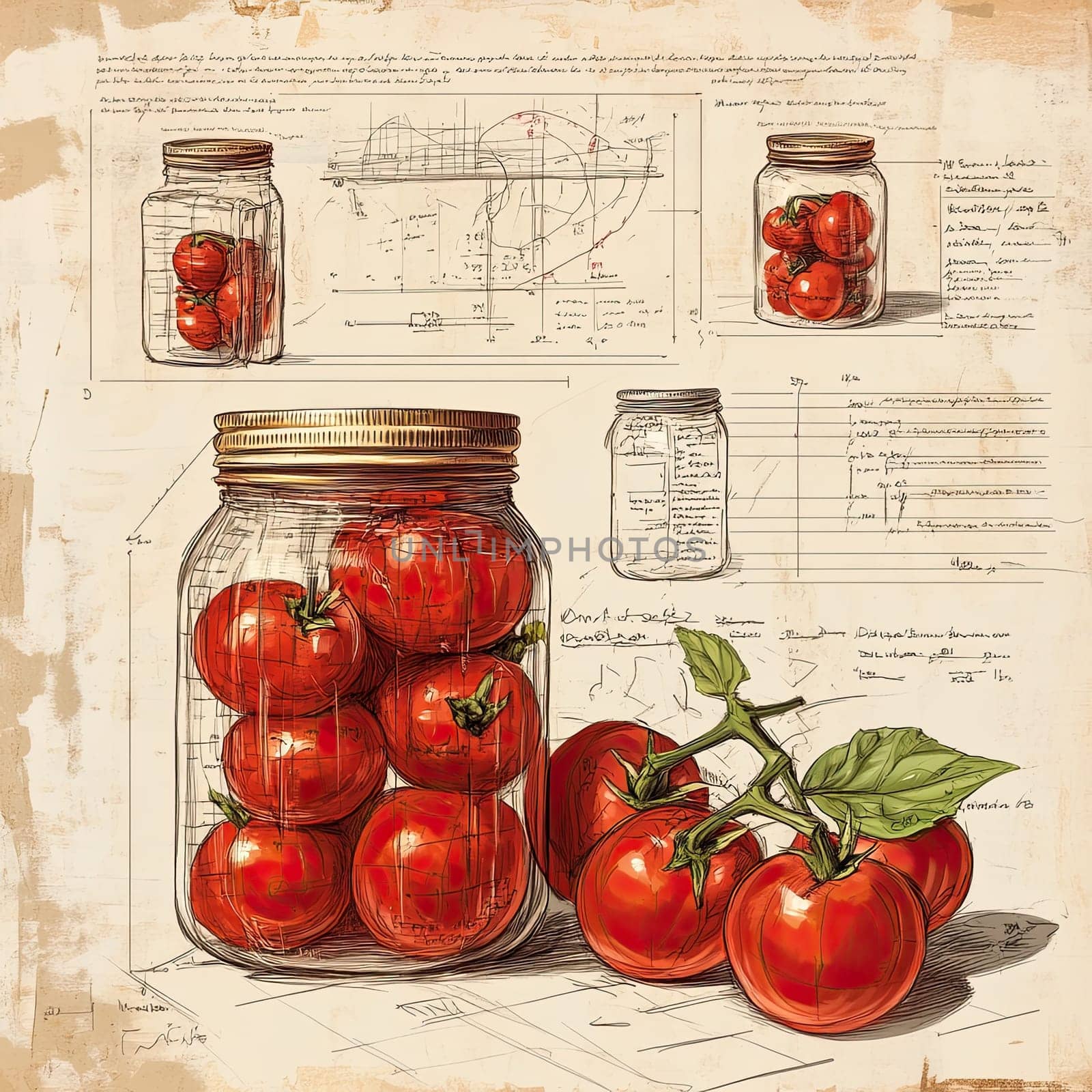 This infographic presents a decorative layout featuring jars filled with tomatoes, including preparation methods, preserving techniques, and culinary tips for home cooks.