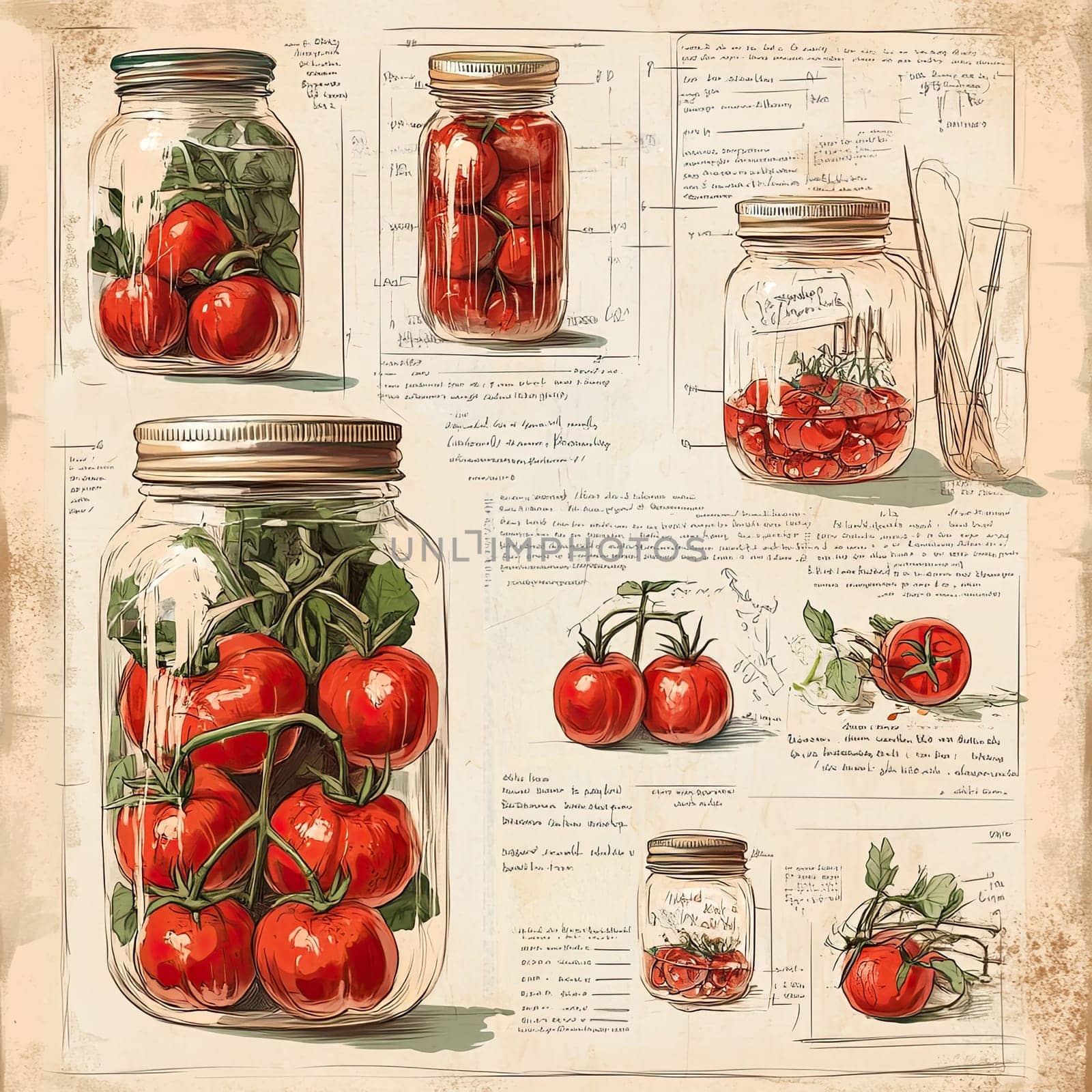 This infographic presents various jars of preserved tomatoes, illustrating preparation methods, storage tips, and canning techniques, perfect for anyone interested in home food preservation.