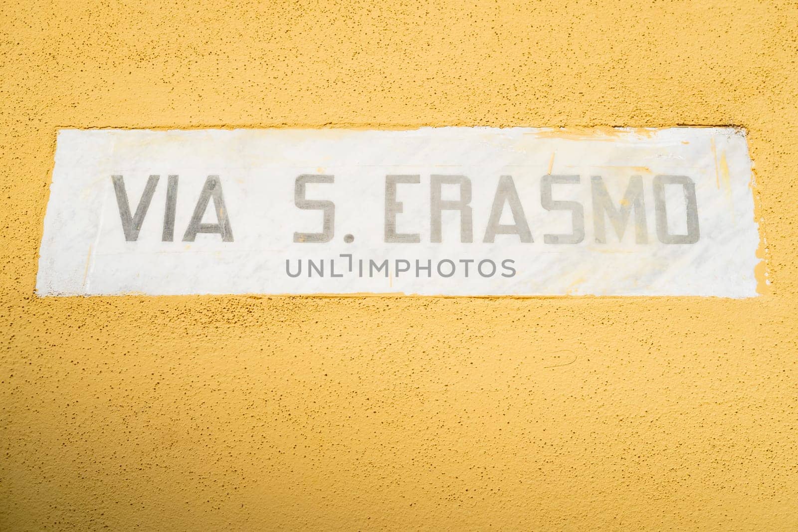 Cremona, Lombardy, Italy October 15th 2024 A beautiful marble street sign reading via s erasmo