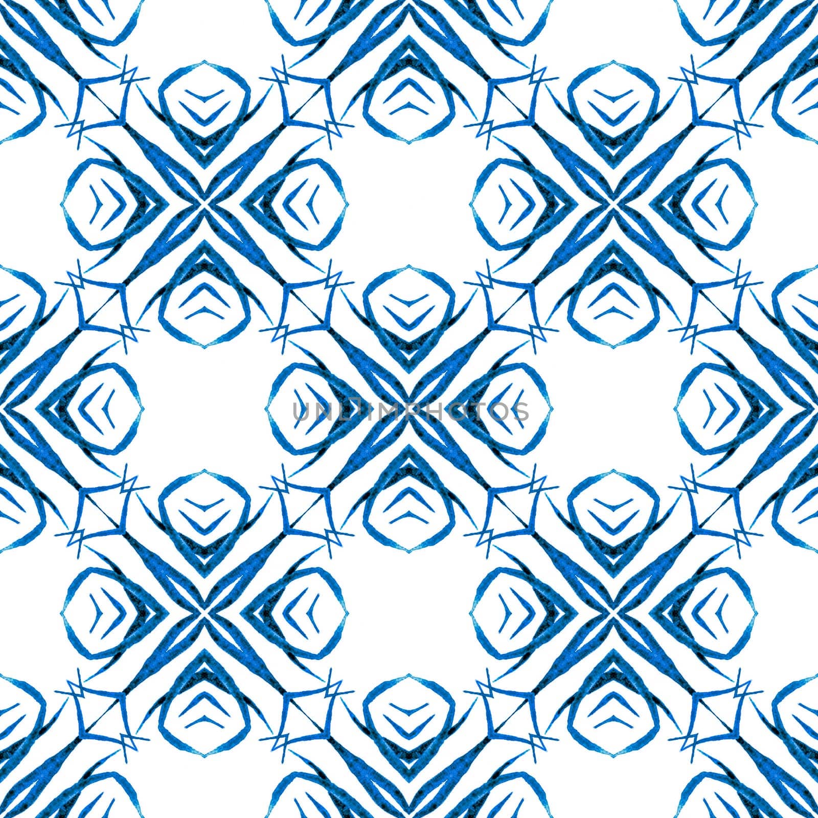 Trendy organic green border. Blue flawless boho chic summer design. Organic tile. Textile ready bold print, swimwear fabric, wallpaper, wrapping.