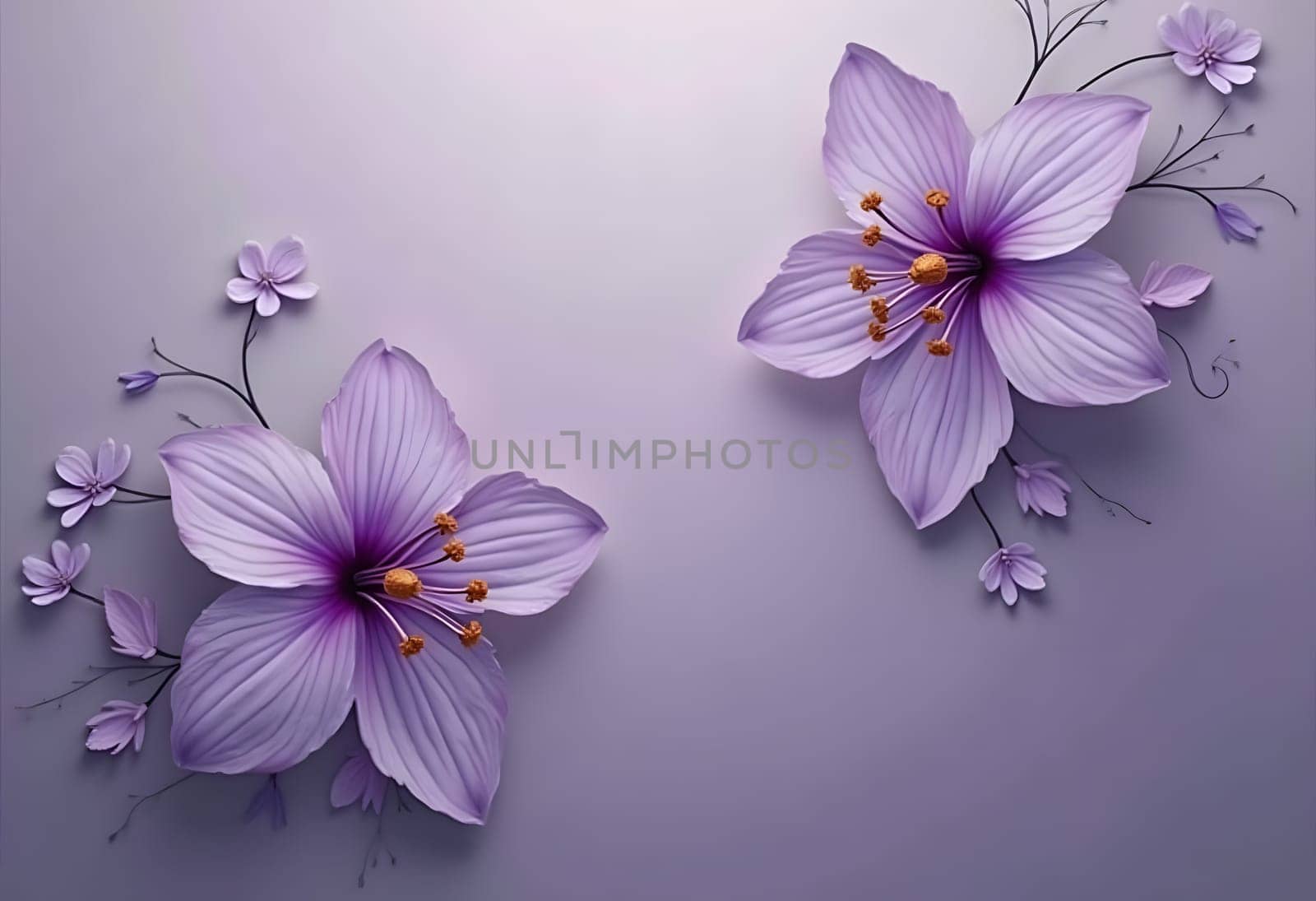A striking arrangement of purple flowers set against a minimalist gray background. The vibrant purple petals stand out beautifully, creating a visually appealing contrast with the neutral backdrop. This image captures the elegance and simplicity of floral beauty, making it perfect for themes related to nature, decor, and design