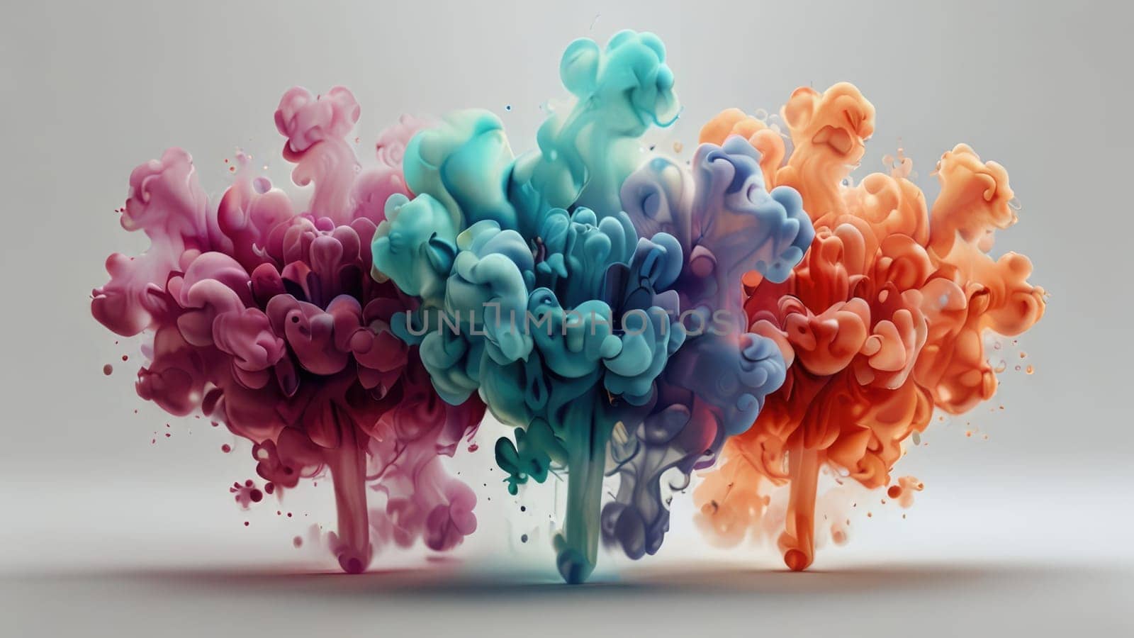 Vibrant and Colorful Abstract Ink Patterns Illustrating Dynamic Movement in Water Composition.
