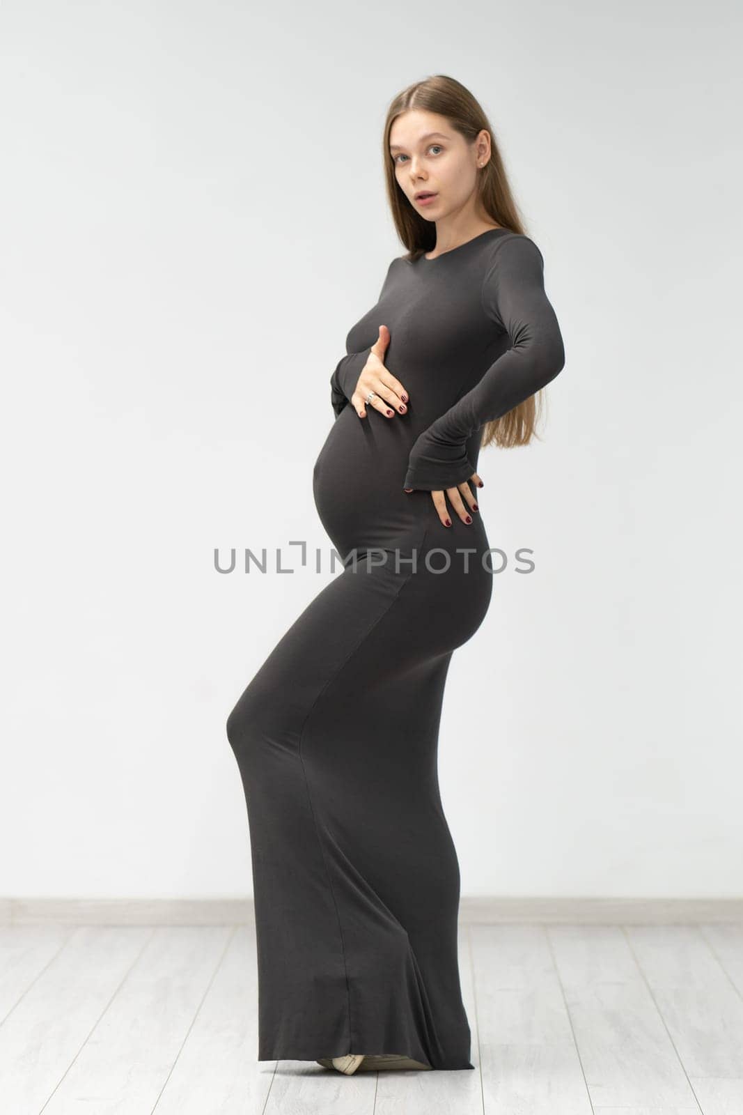 female expectant motherhood maternity dress positive tummy black girl pregnancy mother background