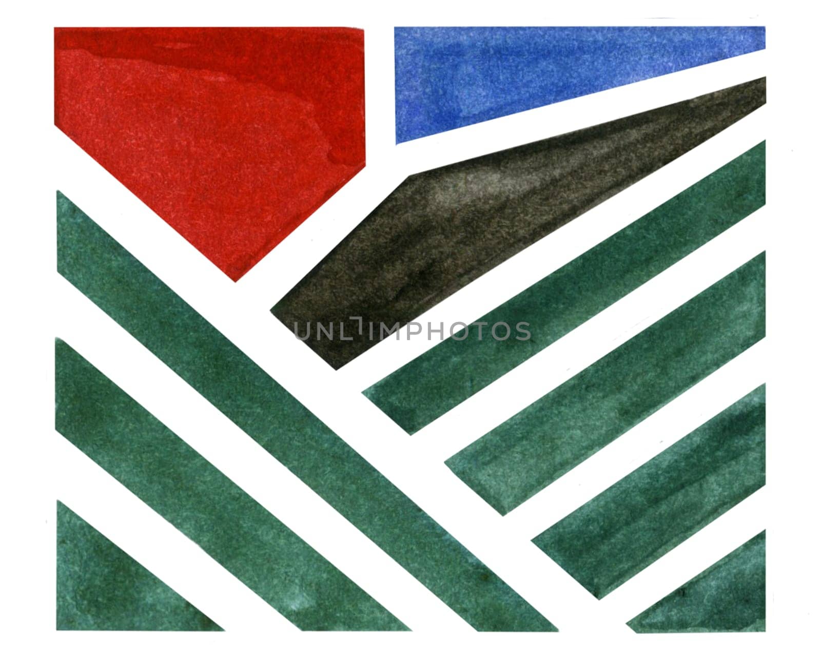 Abstract watercolor landscape in the style of impressionism painted by hand