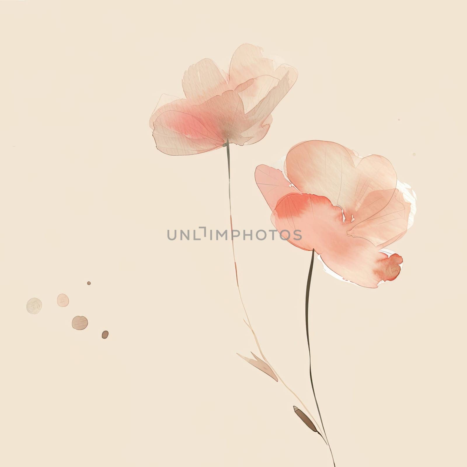 Two gentle blooms stand gracefully against a soft background, highlighting the tranquility and elegance of nature in muted pastel hues.