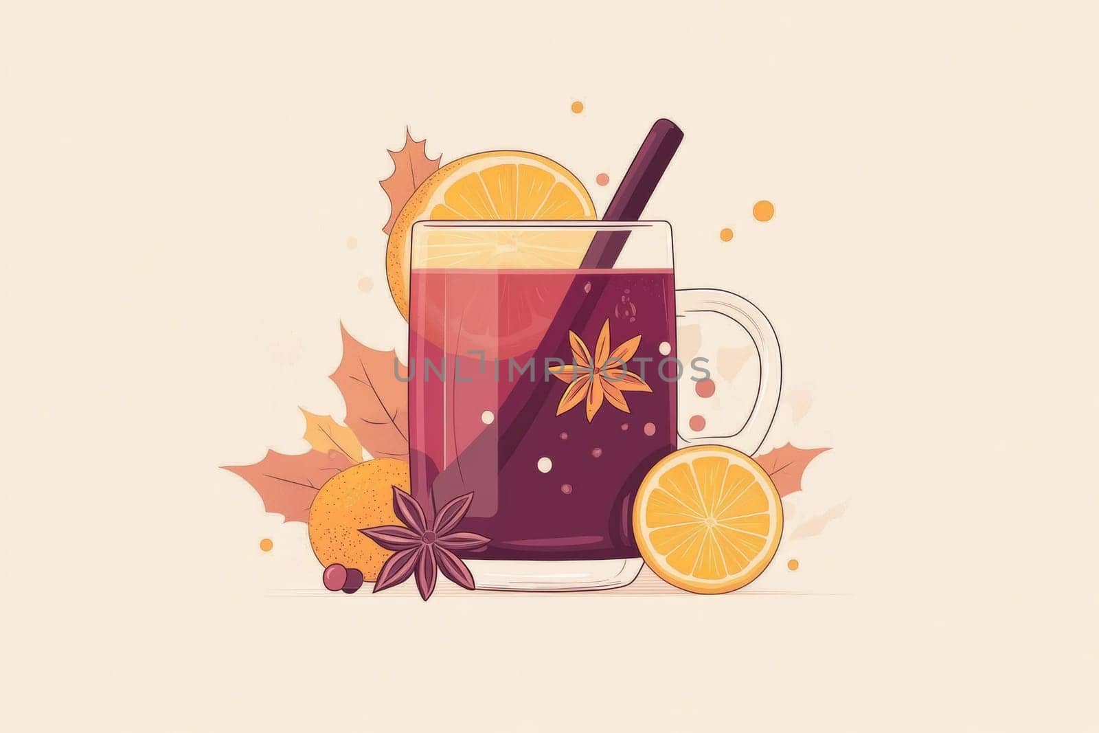 Mug with hot mulled wine. Image in warm tones. High quality photo