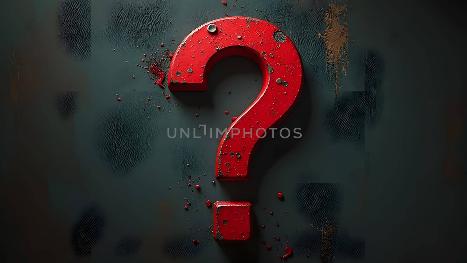 abstract picture with big red question mark, generative ai. High quality photo