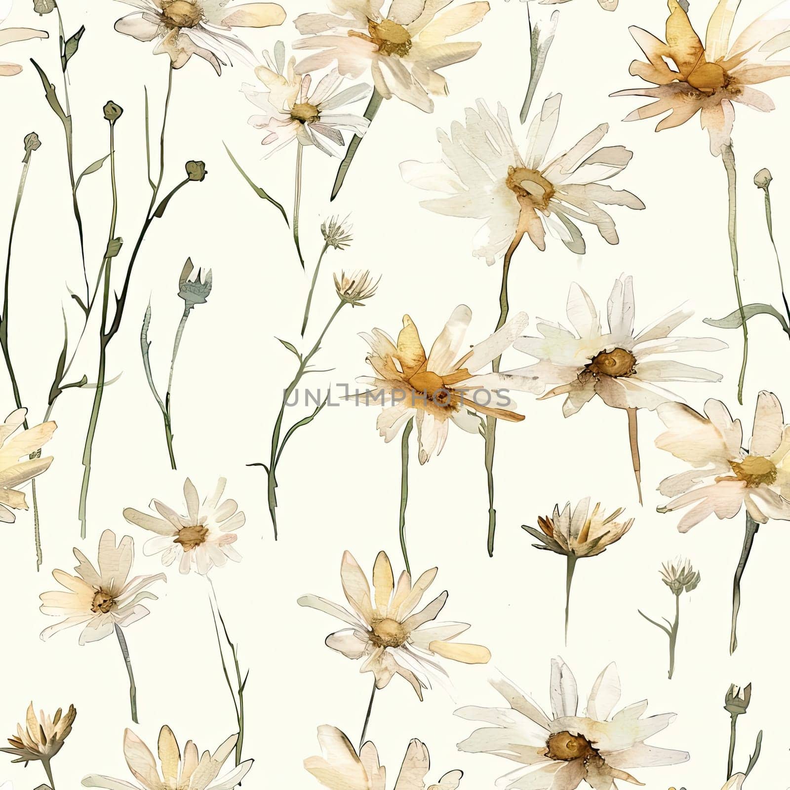 A beautiful arrangement of hand-painted daisies in soft tones displayed against a light backdrop, showcasing nature's delicate beauty and artistry.