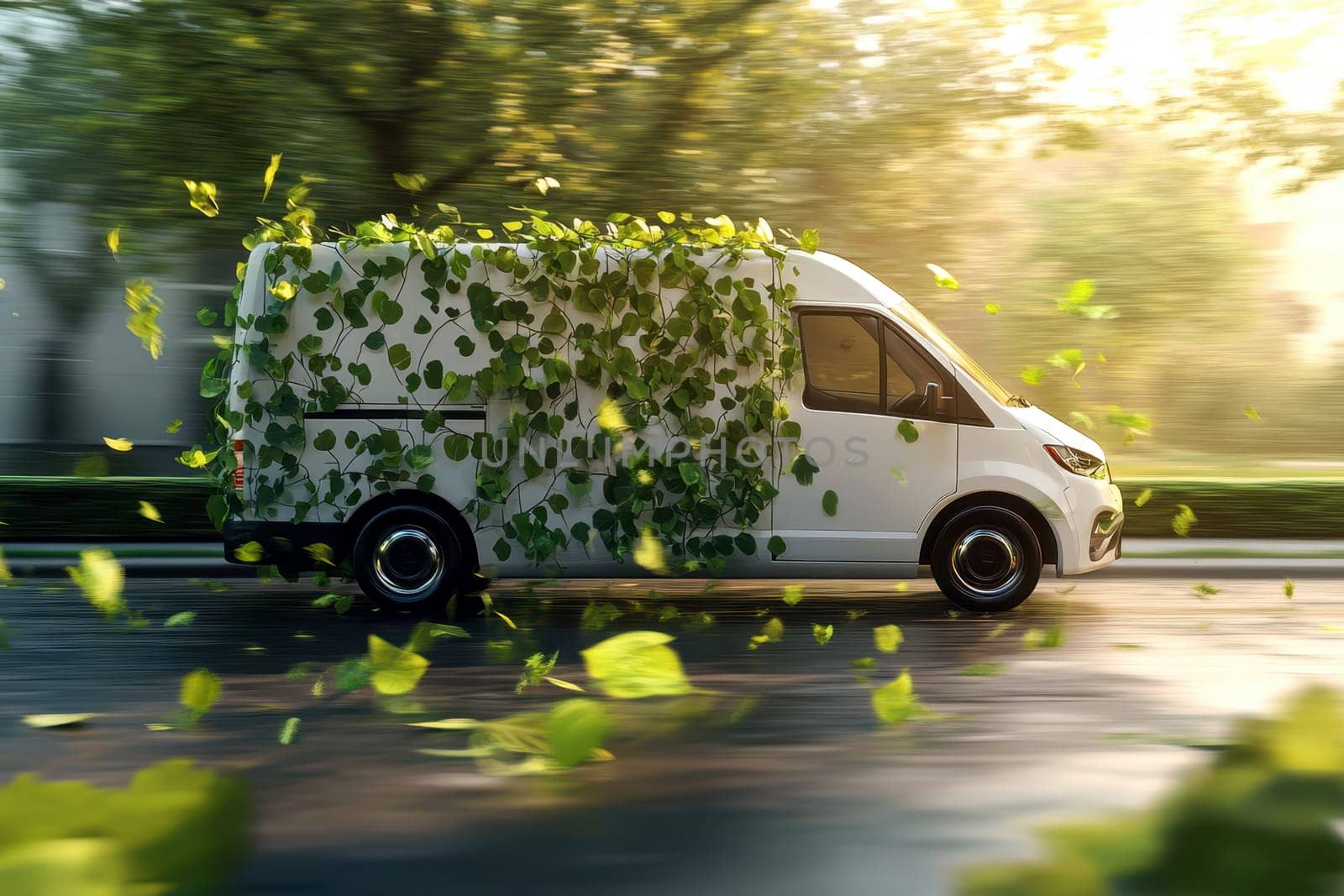 Green logistics and sustainable transportation industry utilizing electric vehicles and eco-friendly electric vans for efficient and environmentally conscious delivery solutions..