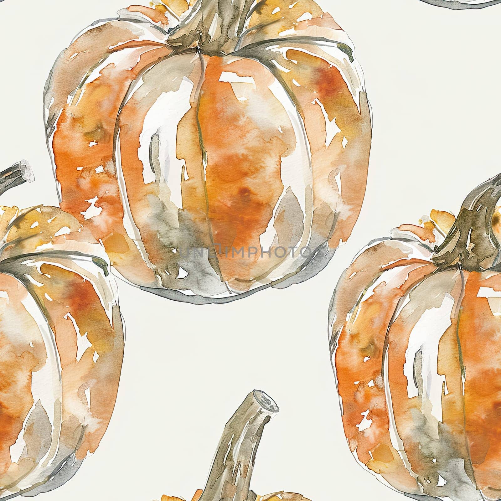 A collection of beautifully rendered orange pumpkins arranged in a repeating pattern, ideal for seasonal decoration.