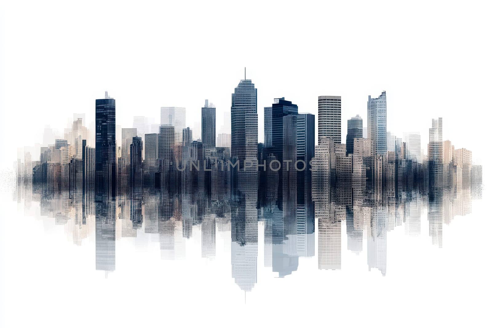 panorama view of buildings in the city urban area isolated white background. High quality illustration