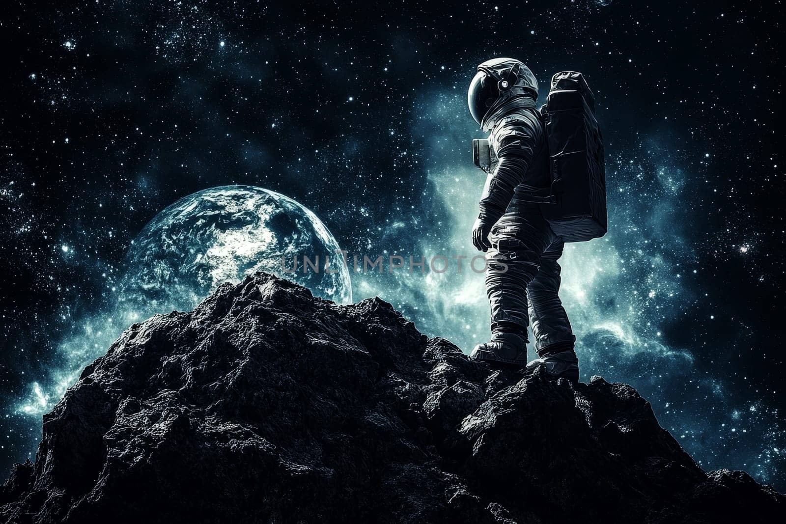 Outer space view with an astronaut and Earth visible --ar 3:2 --stylize 250 --v 6.1 Job ID: 8e41a62e-8273-424b-84d5-f153e18843b5