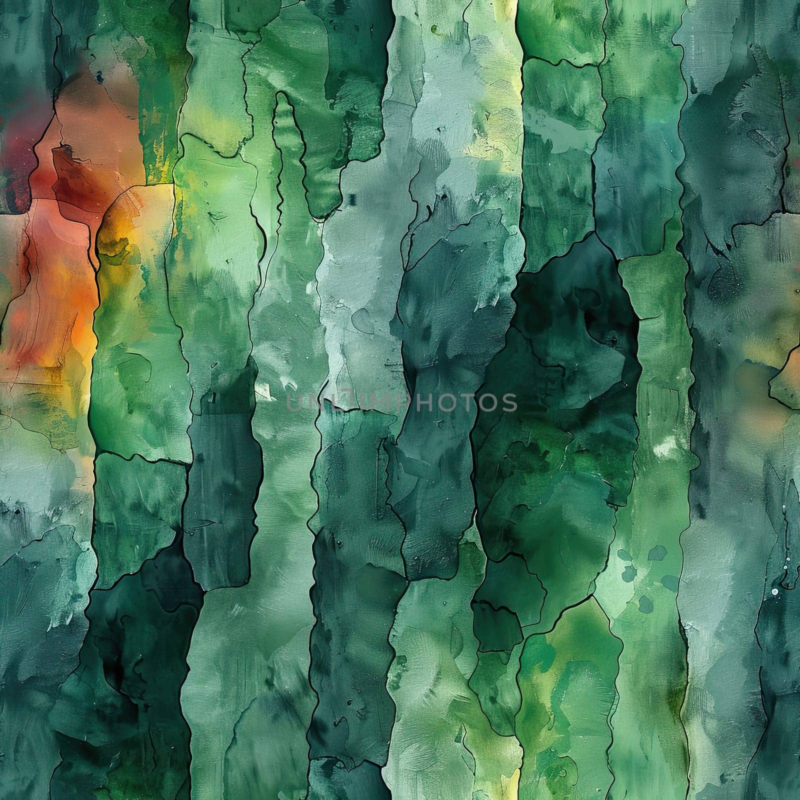 Swirls of green and orange create a textured abstract pattern with varying shades and depth.