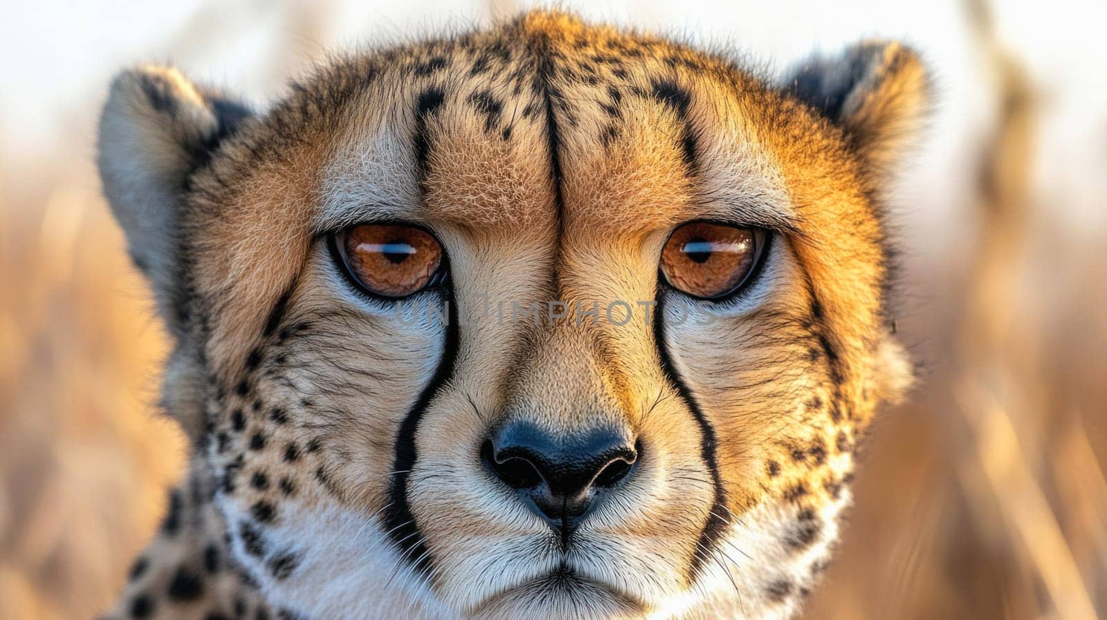 Cheetah is staring intensely with a blurred background