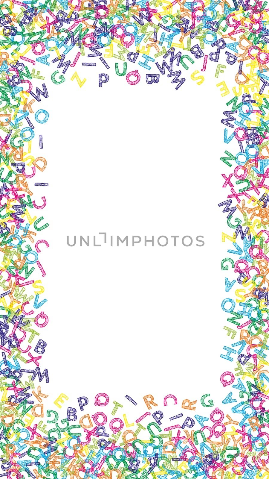 School notebook cover. Colorful childish floating letters of Latin alphabet. Foreign languages study concept. Back to school banner .