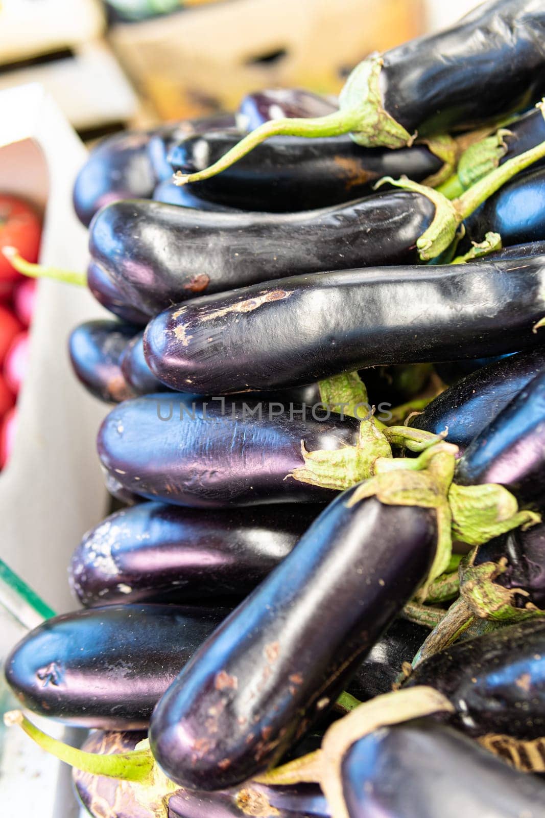 healthy organic ingredient food background market eggplant fresh agriculture vegetable raw vegetarian