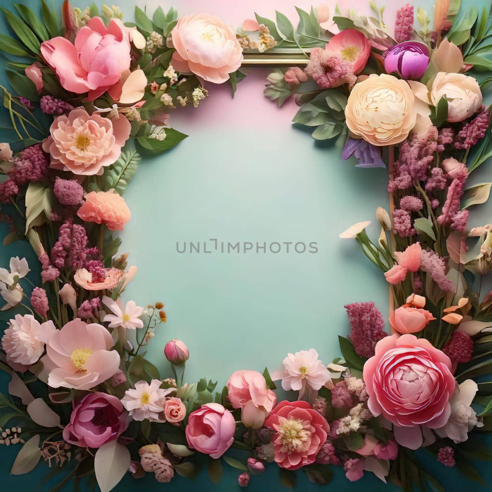 Breathtaking Beauty of Spring. Special Occasion Floral Template. Pastel Colors and Blank Space Floral Frame. Perfect Design for Invitations, Special Occasions and Celebrations. A delicate floral frame designed in soft pastel tones provides the perfect backdrop for invitations, cards, announcements or congratulatory messages. Featuring vibrantly colored flowers, this elegant yet simple design includes a large blank space in the center for adding text. Perfect for special occasions, wedding invitations, birthday cards or social media sharing.
