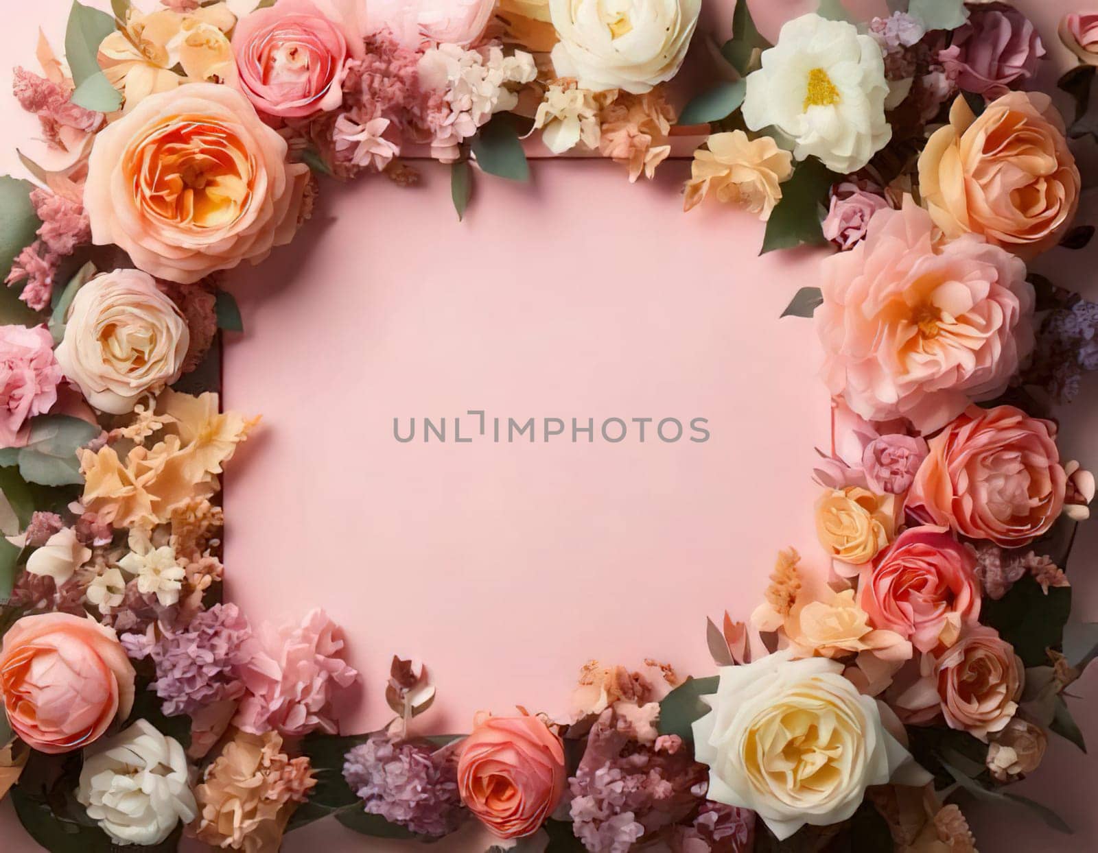Breathtaking Beauty of Spring. Special Occasion Floral Template. Pastel Colors and Blank Space Floral Frame. Perfect Design for Invitations, Special Occasions and Celebrations. A delicate floral frame designed in soft pastel tones provides the perfect backdrop for invitations, cards, announcements or congratulatory messages. Featuring vibrantly colored flowers, this elegant yet simple design includes a large blank space in the center for adding text. Perfect for special occasions, wedding invitations, birthday cards or social media sharing.