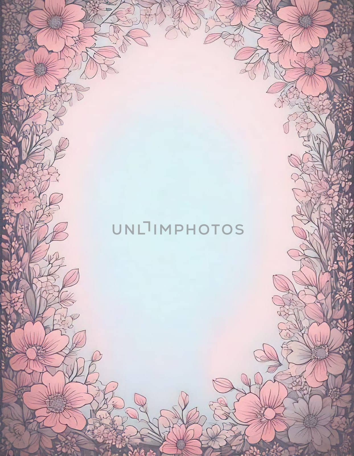 Breathtaking Beauty of Spring. Special Occasion Floral Template. Pastel Colors and Blank Space Floral Frame. Perfect Design for Invitations, Special Occasions and Celebrations. A delicate floral frame designed in soft pastel tones provides the perfect backdrop for invitations, cards, announcements or congratulatory messages. Featuring vibrantly colored flowers, this elegant yet simple design includes a large blank space in the center for adding text. Perfect for special occasions, wedding invitations, birthday cards or social media sharing.