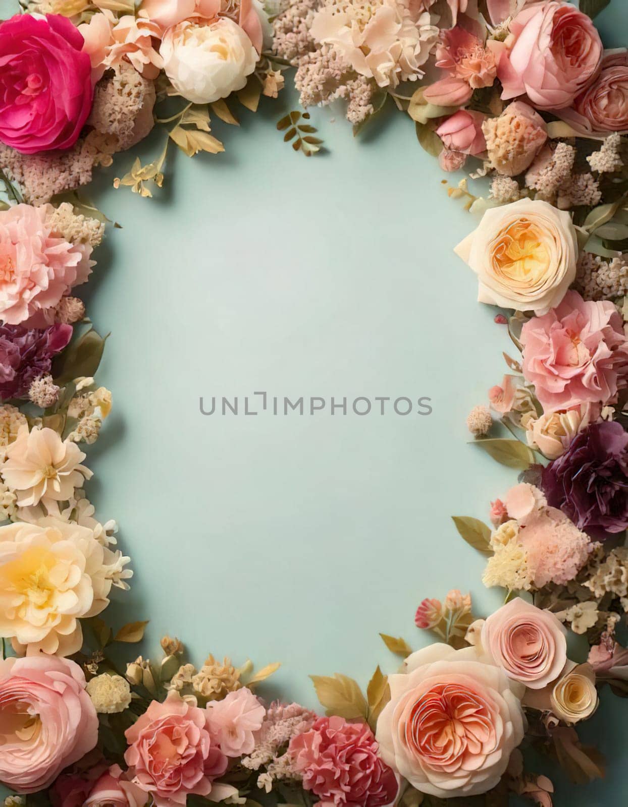 Breathtaking Beauty of Spring. Special Occasion Floral Template. Pastel Colors and Blank Space Floral Frame. Perfect Design for Invitations, Special Occasions and Celebrations. A delicate floral frame designed in soft pastel tones provides the perfect backdrop for invitations, cards, announcements or congratulatory messages. Featuring vibrantly colored flowers, this elegant yet simple design includes a large blank space in the center for adding text. Perfect for special occasions, wedding invitations, birthday cards or social media sharing.