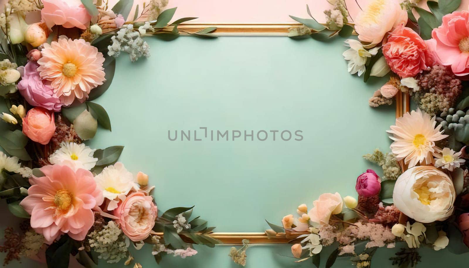 Breathtaking Beauty of Spring. Special Occasion Floral Template. Pastel Colors and Blank Space Floral Frame. Perfect Design for Invitations, Special Occasions and Celebrations. A delicate floral frame designed in soft pastel tones provides the perfect backdrop for invitations, cards, announcements or congratulatory messages. Featuring vibrantly colored flowers, this elegant yet simple design includes a large blank space in the center for adding text. Perfect for special occasions, wedding invitations, birthday cards or social media sharing.